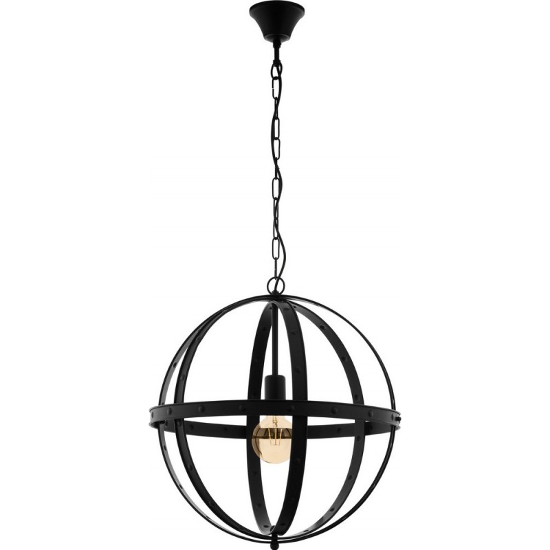 119,95 € Free Shipping | Hanging lamp Eglo Barnaby 60W Spherical Shape Ø 50 cm. Living room and dining room. Retro and vintage Style. Steel. Black Color