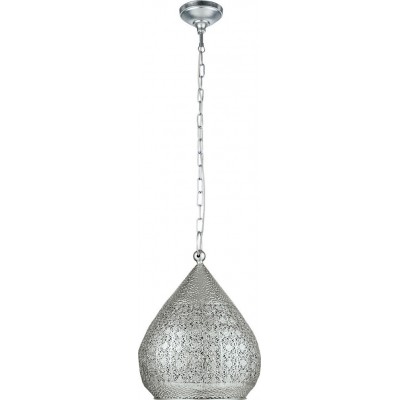 111,95 € Free Shipping | Hanging lamp Eglo Melilla 60W Conical Shape Ø 33 cm. Living room and dining room. Retro and vintage Style. Steel. Silver Color