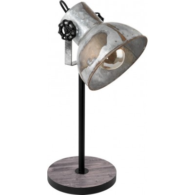 Lámpara de sobremesa Eglo Barnstaple 40W 40×18 cm. Acero y Madera. Color marrón, marrón rústico, negro, zinc y zinc antiguo