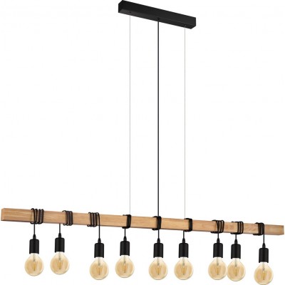 234,95 € Free Shipping | Hanging lamp Eglo Townshend 540W 150×110 cm. Steel and wood. Brown and black Color