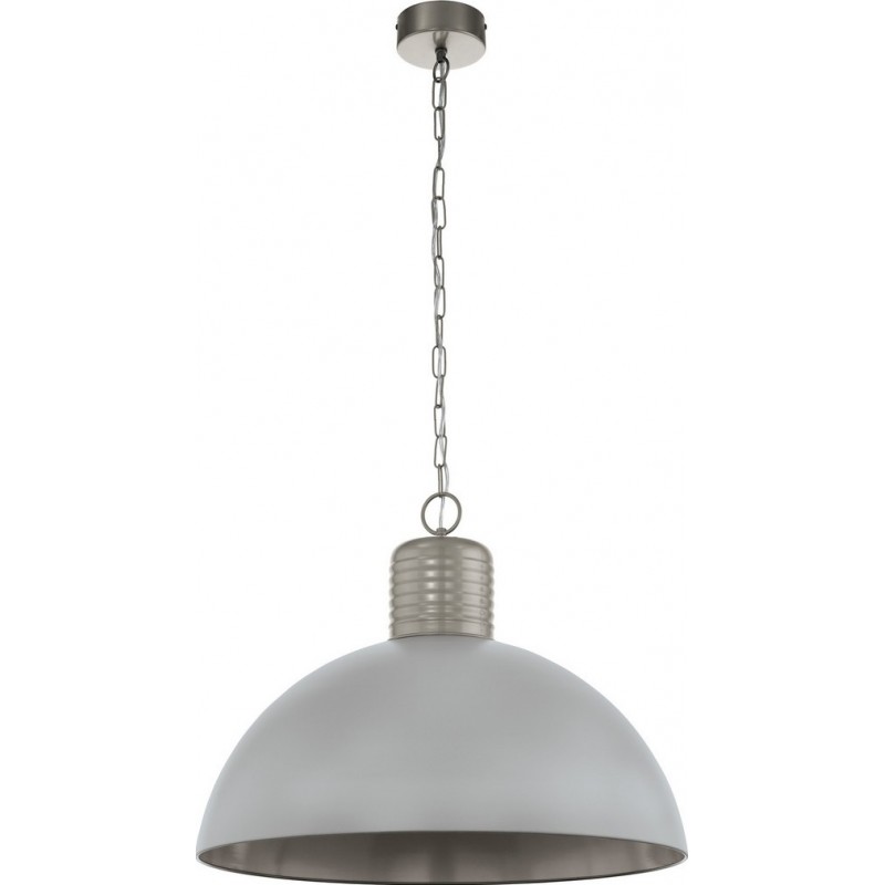 165,95 € Free Shipping | Hanging lamp Eglo Coldridge 60W Conical Shape Ø 65 cm. Living room, kitchen and dining room. Modern and design Style. Steel and aluminum. Gray and pearl gray Color