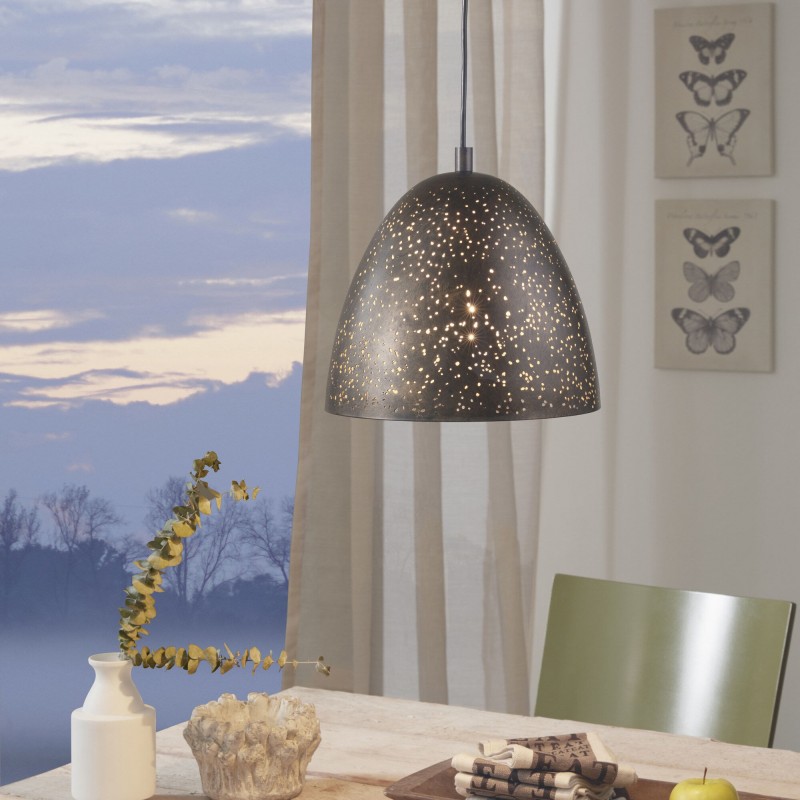 134,95 € Free Shipping | Hanging lamp Eglo Safi 60W Conical Shape Ø 27 cm. Living room and dining room. Retro and vintage Style. Steel. Golden and brown Color