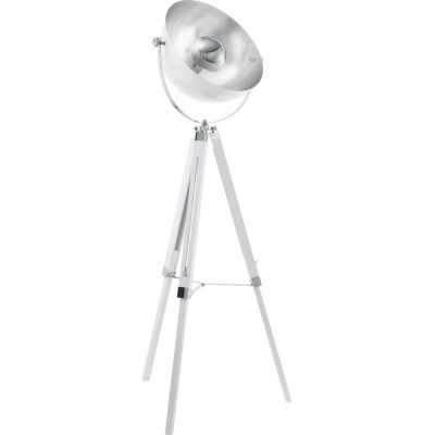 253,95 € Spedizione Gratuita | Lampada da pavimento Eglo Covaleda 60W Ø 55 cm. Acciaio e legna. Colore bianca, cromato e argento