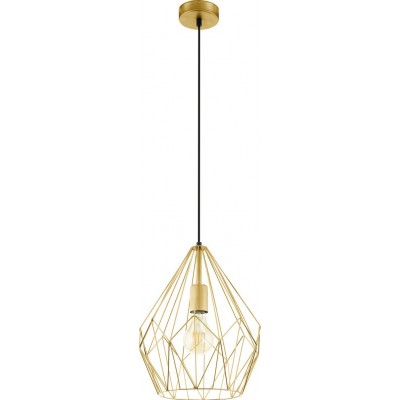 64,95 € Free Shipping | Hanging lamp Eglo Carlton 60W Pyramidal Shape Ø 31 cm. Living room and dining room. Retro and vintage Style. Steel. Golden Color