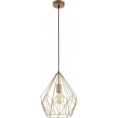 53,95 € Free Shipping | Hanging lamp Eglo Carlton 60W Pyramidal Shape Ø 31 cm. Living room and dining room. Retro and vintage Style. Steel. Golden and orange gold Color