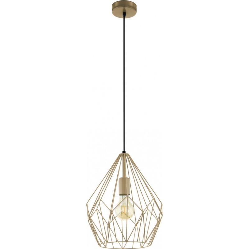 42,95 € Free Shipping | Hanging lamp Eglo Carlton 60W Pyramidal Shape Ø 31 cm. Living room and dining room. Retro and vintage Style. Steel. Golden and orange gold Color