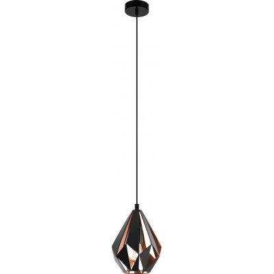 52,95 € Free Shipping | Hanging lamp Eglo Carlton 1 60W Pyramidal Shape Ø 20 cm. Living room and dining room. Sophisticated and design Style. Steel. Copper, golden and black Color
