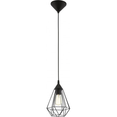 Lámpara colgante Eglo Tarbes 60W Forma Piramidal Ø 17 cm. Salón y comedor. Estilo retro y vintage. Acero y Plástico. Color negro