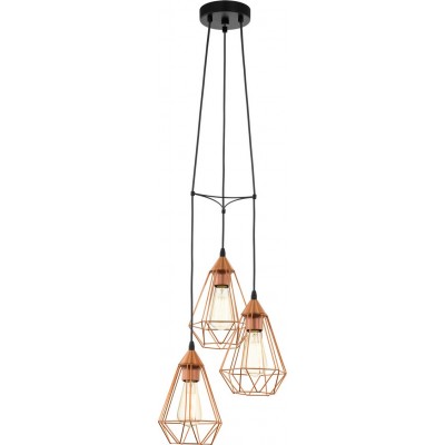 84,95 € Free Shipping | Hanging lamp Eglo Tarbes 180W Pyramidal Shape Ø 31 cm. Living room, kitchen and dining room. Retro and vintage Style. Steel. Copper, golden and black Color