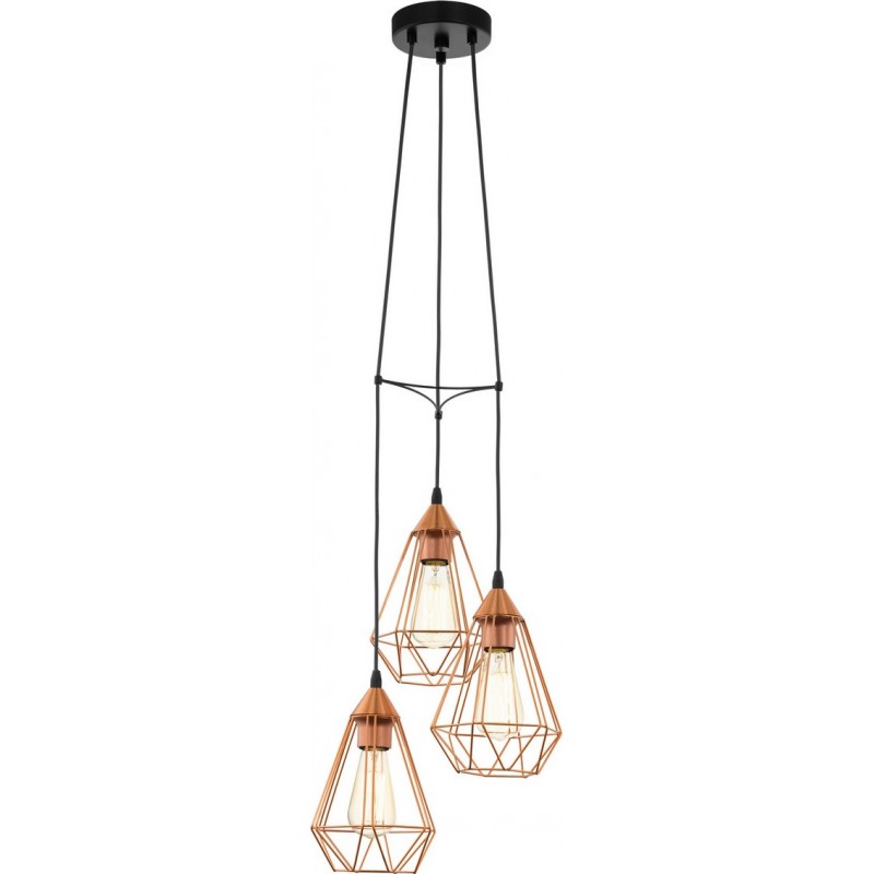 102,95 € Free Shipping | Hanging lamp Eglo Tarbes 180W Pyramidal Shape Ø 31 cm. Living room, kitchen and dining room. Retro and vintage Style. Steel. Copper, golden and black Color