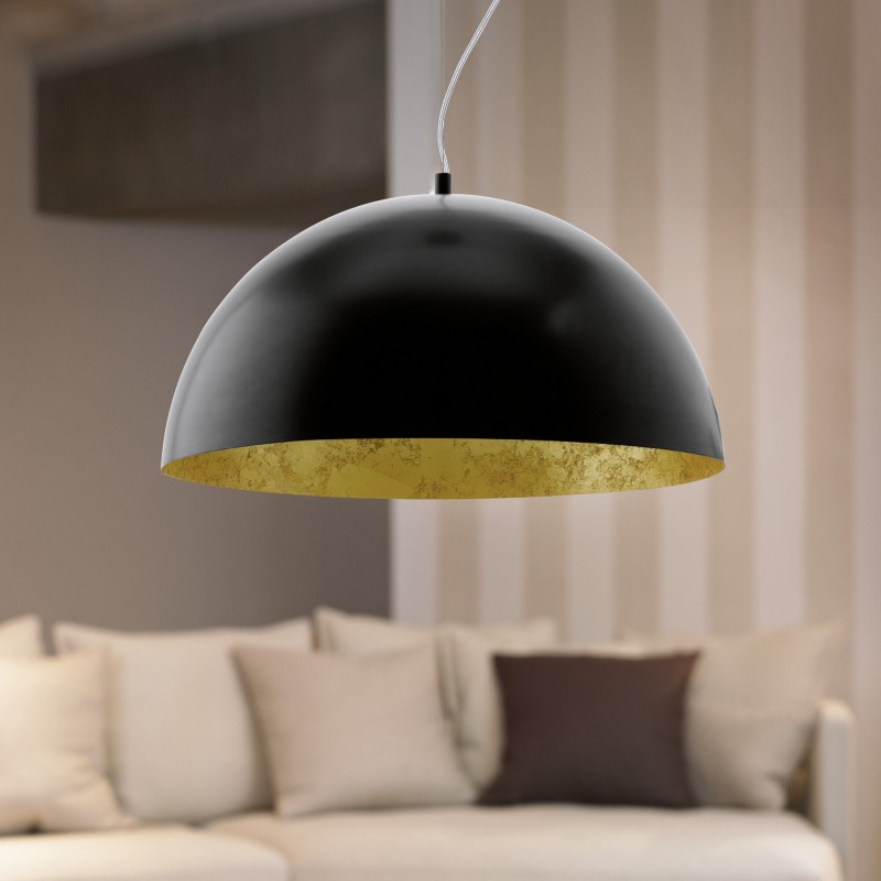 Hanging lamp Eglo Gaetano 24W 3000K Warm light. Spherical Shape Ø 53 cm. Living room, kitchen and dining room. Modern and design Style. Steel and plastic. Golden and black Color