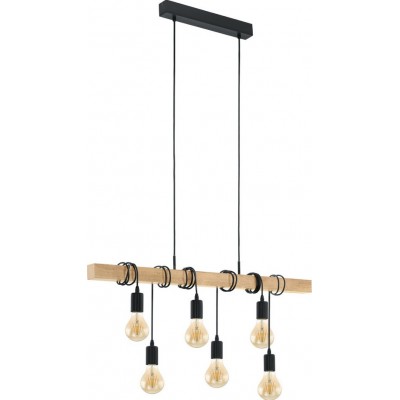 137,95 € Kostenloser Versand | Hängelampe Eglo France Townshend 360W 110×100 cm. Stahl und holz. Braun und schwarz Farbe