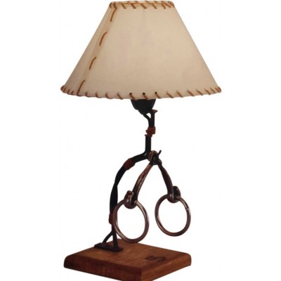 22,95 € Free Shipping | Table lamp Campiluz 40W Conical Shape 41×20 cm. Bocado Living room and bedroom. Rustic, retro and vintage Style. Metal casting and wood. Antique brown and black Color