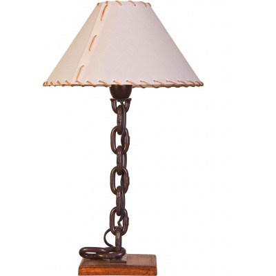 22,95 € Free Shipping | Table lamp Campiluz 40W Conical Shape 58×30 cm. Eslabón alto Living room and bedroom. Rustic, retro and vintage Style. Metal casting and wood. Antique brown and black Color