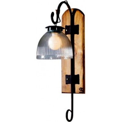 Indoor wall light Campiluz 40W Conical Shape 69×41 cm. Cola de chancho XL Living room, kitchen and dining room. Rustic, retro and vintage Style. Metal casting and wood. Antique brown and black Color