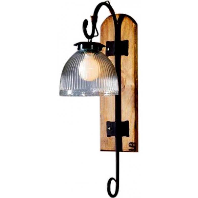 52,95 € Free Shipping | Indoor wall light Campiluz 40W Conical Shape 69×41 cm. Cola de chancho XL Living room, kitchen and dining room. Rustic, retro and vintage Style. Metal casting and wood. Antique brown and black Color