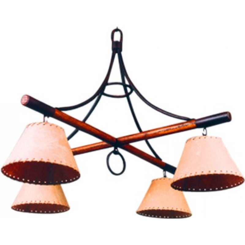 95,95 € Free Shipping | Hanging lamp Campiluz 160W Conical Shape 110×90 cm. HyM de 4 brazos Living room, dining room and bedroom. Rustic, retro and vintage Style. Metal casting and wood. Antique brown and black Color