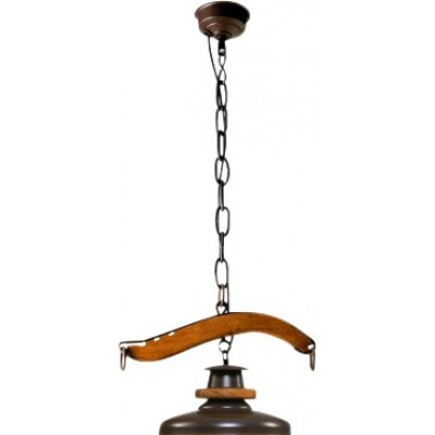 67,95 € Free Shipping | Hanging lamp Campiluz 40W Conical Shape 90×38 cm. Yuguillo con campana Living room, dining room and bedroom. Rustic, retro and vintage Style. Metal casting and Wood. Antique brown and black Color