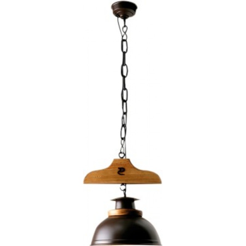 67,95 € Free Shipping | Hanging lamp Campiluz 40W Spherical Shape 90×28 cm. Percha con campana Living room, dining room and bedroom. Rustic, retro and vintage Style. Metal casting and wood. Antique brown and black Color