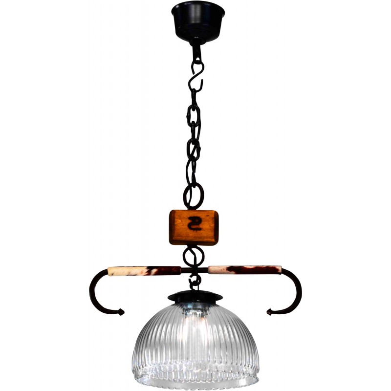 38,95 € Free Shipping | Hanging lamp Campiluz 40W Conical Shape 105×44 cm. Punta de diamante Living room, dining room and bedroom. Rustic, retro and vintage Style. Metal casting and wood. Antique brown and black Color