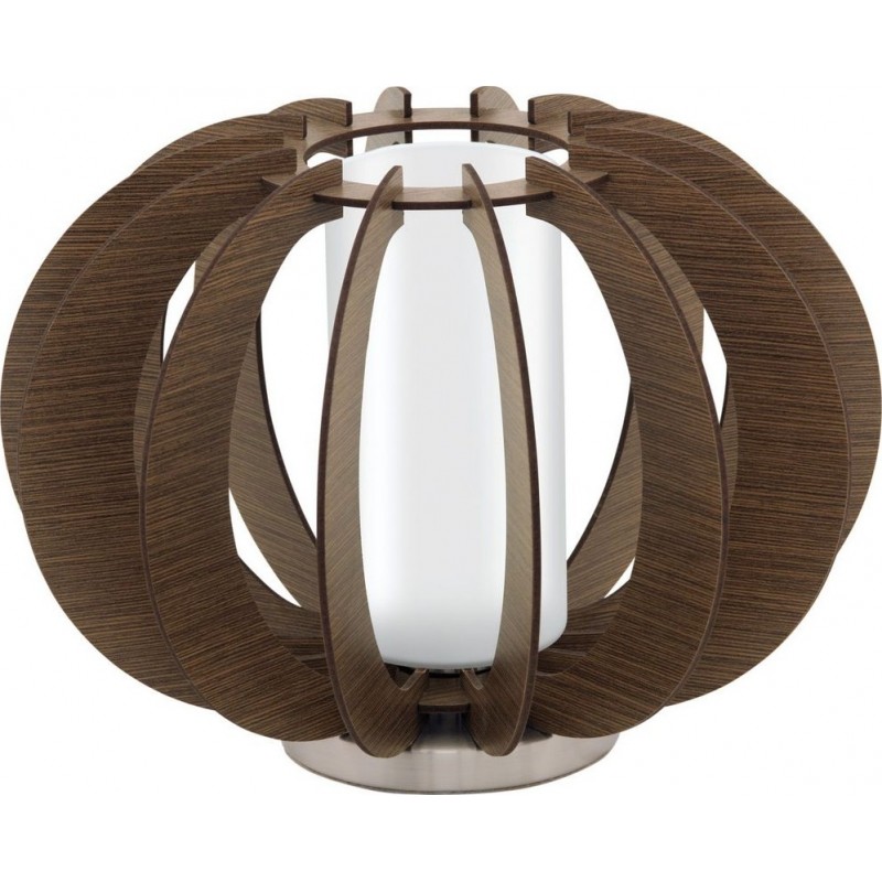 53,95 € Free Shipping | Table lamp Eglo Stellato 3 Ø 30 cm. Steel, wood and glass. White, brown, nickel and matt nickel Color