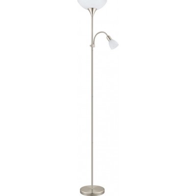 Lámpara de pie Eglo Up 5 Forma Cónica Ø 27 cm. Salón, comedor y dormitorio. Estilo moderno, sofisticado y diseño. Acero, Plástico y Vidrio. Color blanco, níquel y níquel mate