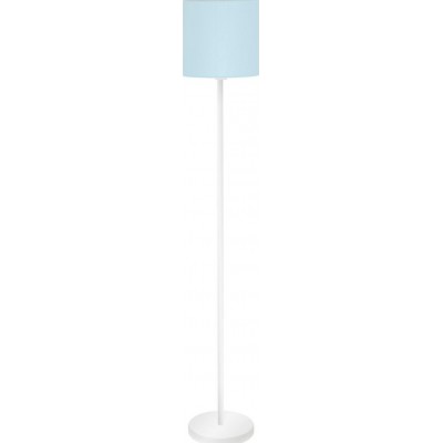 Lámpara de pie Eglo Pasteri P Forma Cilíndrica Ø 28 cm. Salón, comedor y dormitorio. Estilo moderno, sofisticado y diseño. Acero y Textil. Color azul y blanco