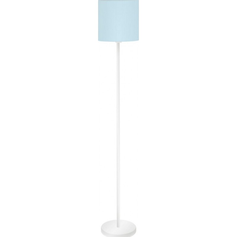59,95 € Free Shipping | Floor lamp Eglo Pasteri P Cylindrical Shape Ø 28 cm. Living room, dining room and bedroom. Modern, sophisticated and design Style. Steel and Textile. Blue and white Color