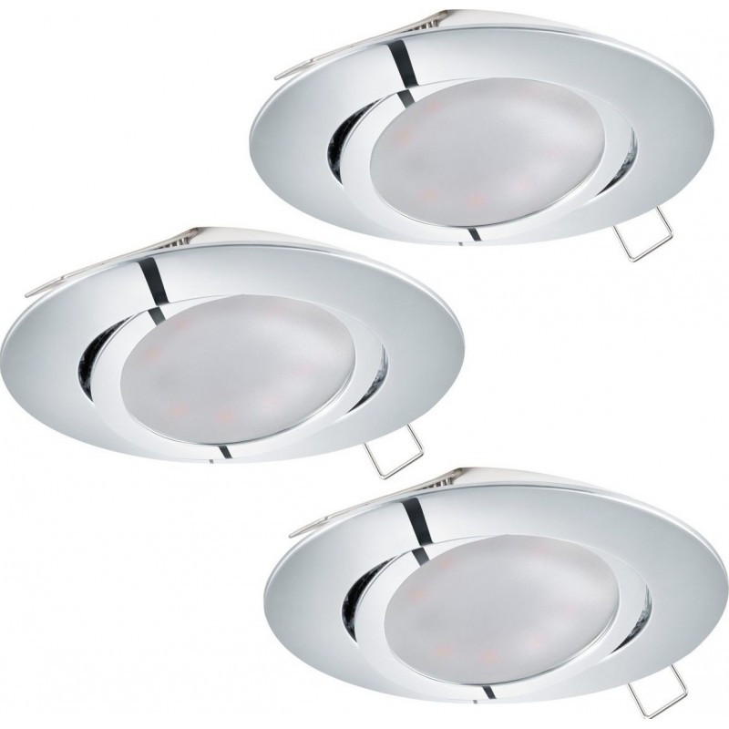 13,95 € Free Shipping | Recessed lighting Eglo Tedo Round Shape Ø 8 cm. Sophisticated Style. Aluminum. Plated chrome and silver Color