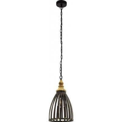 85,95 € Free Shipping | Hanging lamp Eglo Oldcastle Ø 25 cm. Steel and wood. Golden, brown, black and silver Color