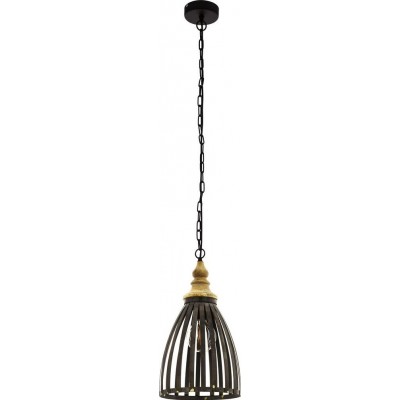 93,95 € Free Shipping | Hanging lamp Eglo Oldcastle Extended Shape Ø 25 cm. Living room and dining room. Retro and vintage Style. Steel and wood. Golden, brown, black and silver Color