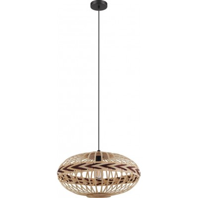吊灯 Eglo Dondarrion 球形 形状 Ø 50 cm. 客厅, 厨房 和 饭厅. 复古的 和 优质的 风格. 钢 和 木头. 黑色的, 自然 和 石榴石 颜色