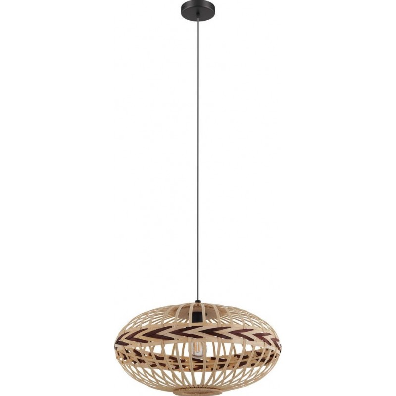 109,95 € Free Shipping | Hanging lamp Eglo Dondarrion Spherical Shape Ø 50 cm. Living room, kitchen and dining room. Retro and vintage Style. Steel and wood. Black, natural and garnet Color