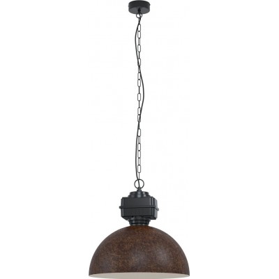 146,95 € Free Shipping | Hanging lamp Eglo Rockingham Spherical Shape Ø 53 cm. Living room and dining room. Retro and vintage Style. Steel. Brown and black Color