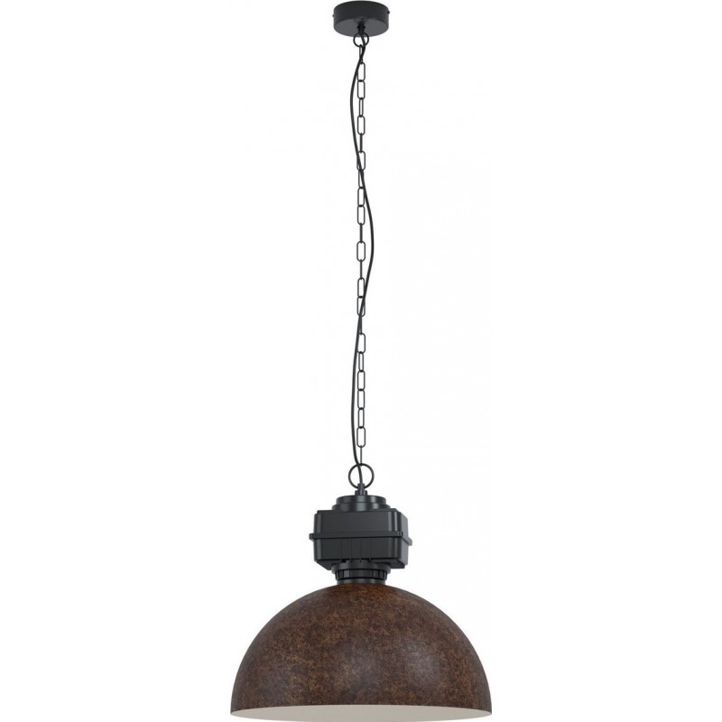 187,95 € Free Shipping | Hanging lamp Eglo Rockingham Spherical Shape Ø 53 cm. Living room and dining room. Retro and vintage Style. Steel. Brown and black Color