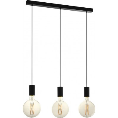71,95 € Free Shipping | Hanging lamp Eglo Pozueta Extended Shape 110×84 cm. Living room and dining room. Retro and vintage Style. Steel. Black Color