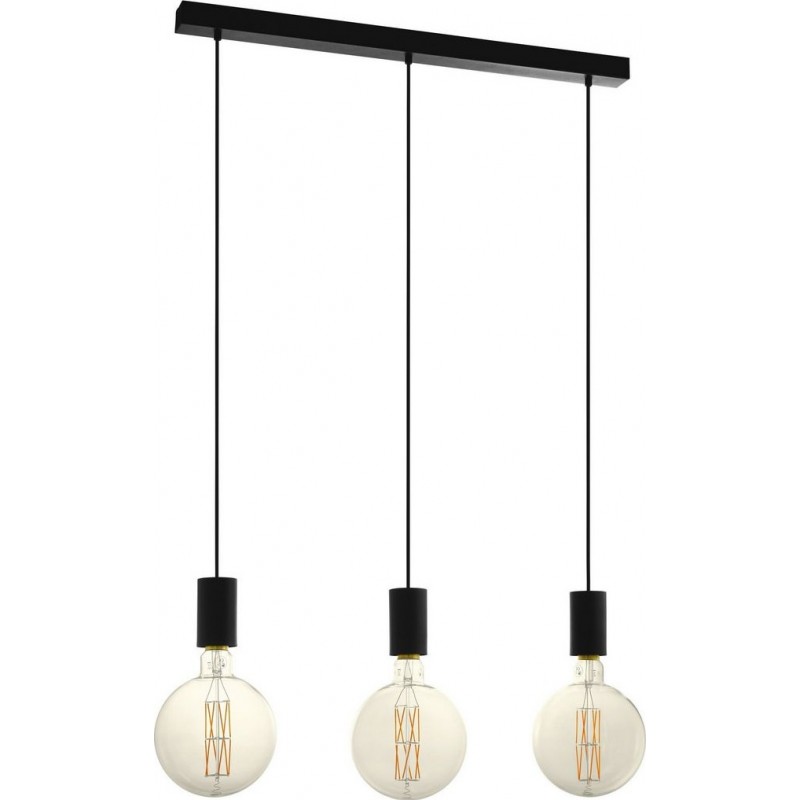 69,95 € Free Shipping | Hanging lamp Eglo Pozueta Extended Shape 110×84 cm. Living room and dining room. Retro and vintage Style. Steel. Black Color