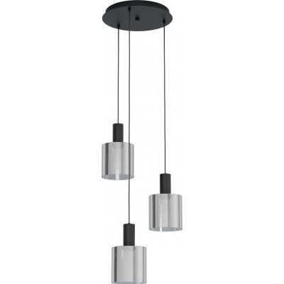 187,95 € Free Shipping | Hanging lamp Eglo Gorosiba Cylindrical Shape Ø 41 cm. Living room and dining room. Sophisticated and design Style. Steel. Black and transparent black Color