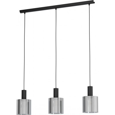 182,95 € Free Shipping | Hanging lamp Eglo Gorosiba Extended Shape 110×85 cm. Living room and dining room. Sophisticated and design Style. Steel. Black and transparent black Color