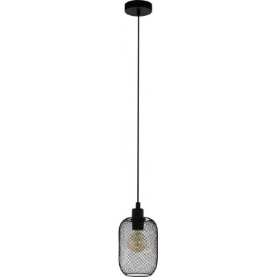 Lámpara colgante Eglo Wrington Forma Cilíndrica Ø 15 cm. Salón y comedor. Estilo retro y vintage. Acero. Color negro
