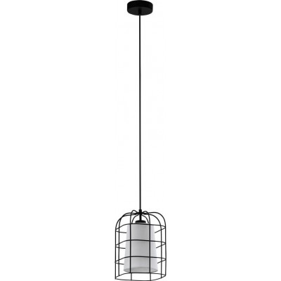 吊灯 Eglo Bittams 圆柱型 形状 110×19 cm. 客厅 和 饭厅. 复古的 和 优质的 风格. 钢 和 纺织品. 白色的 和 黑色的 颜色