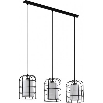 129,95 € Free Shipping | Hanging lamp Eglo Bittams Extended Shape 110×89 cm. Living room and dining room. Retro and vintage Style. Steel and textile. White and black Color
