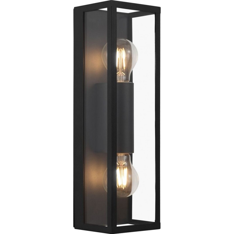 78,95 € Free Shipping | Outdoor wall light Eglo Amezola Cubic Shape 38×11 cm. Terrace, garden and pool. Modern, design and cool Style. Steel and Glass. Black Color
