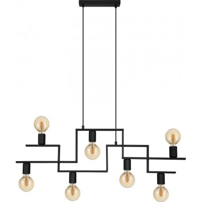 Lustre Eglo Fembard Forma Alongada 110×101 cm. Sala de estar e sala de jantar. Estilo moderno e projeto. Aço. Cor preto