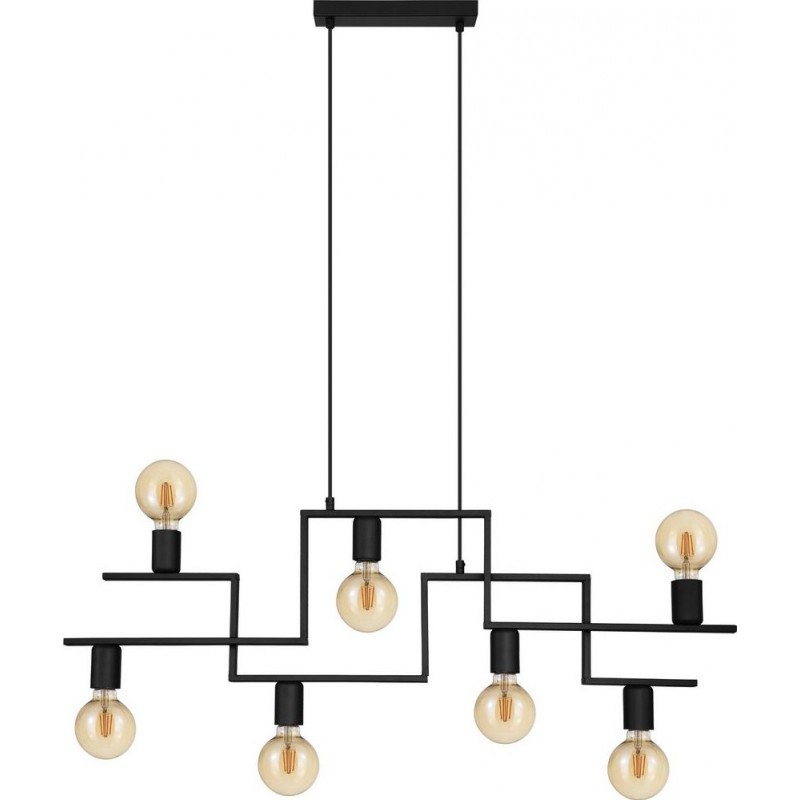 184,95 € Free Shipping | Chandelier Eglo Fembard Extended Shape 110×101 cm. Living room and dining room. Modern and design Style. Steel. Black Color