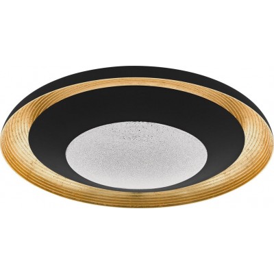 339,95 € Free Shipping | Indoor ceiling light Eglo Canicosa 2 2700K Very warm light. Round Shape Ø 76 cm. Living room and bedroom. Sophisticated Style. Steel, plastic and slate. Golden and black Color