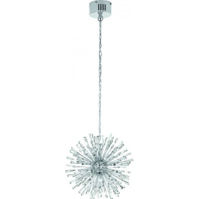 593,95 € Free Shipping | Hanging lamp Eglo Vivaldo 1 Ø 50 cm. Steel and crystal. Plated chrome and silver Color