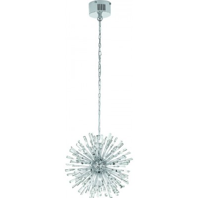 969,95 € Free Shipping | Hanging lamp Eglo Vivaldo 1 Spherical Shape Ø 50 cm. Living room and dining room. Sophisticated and design Style. Steel and crystal. Plated chrome and silver Color