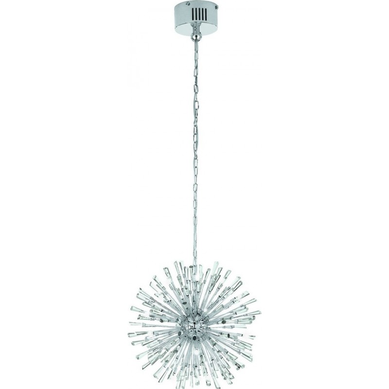 593,95 € Free Shipping | Hanging lamp Eglo Vivaldo 1 Spherical Shape Ø 50 cm. Living room and dining room. Sophisticated and design Style. Steel and Crystal. Plated chrome and silver Color