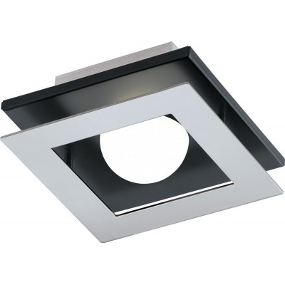 Deckenlampe Eglo Bellamonte 1 Quadratische Gestalten 14×14 cm. Küche und bad. Design Stil. Stahl, Aluminium und Plastik. Aluminium, weiß, überzogenes chrom, schwarz und silber Farbe